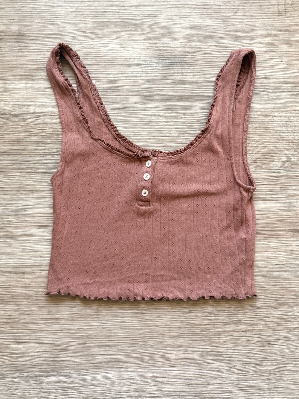 American Eagle Small Henley Cropped Tank Top